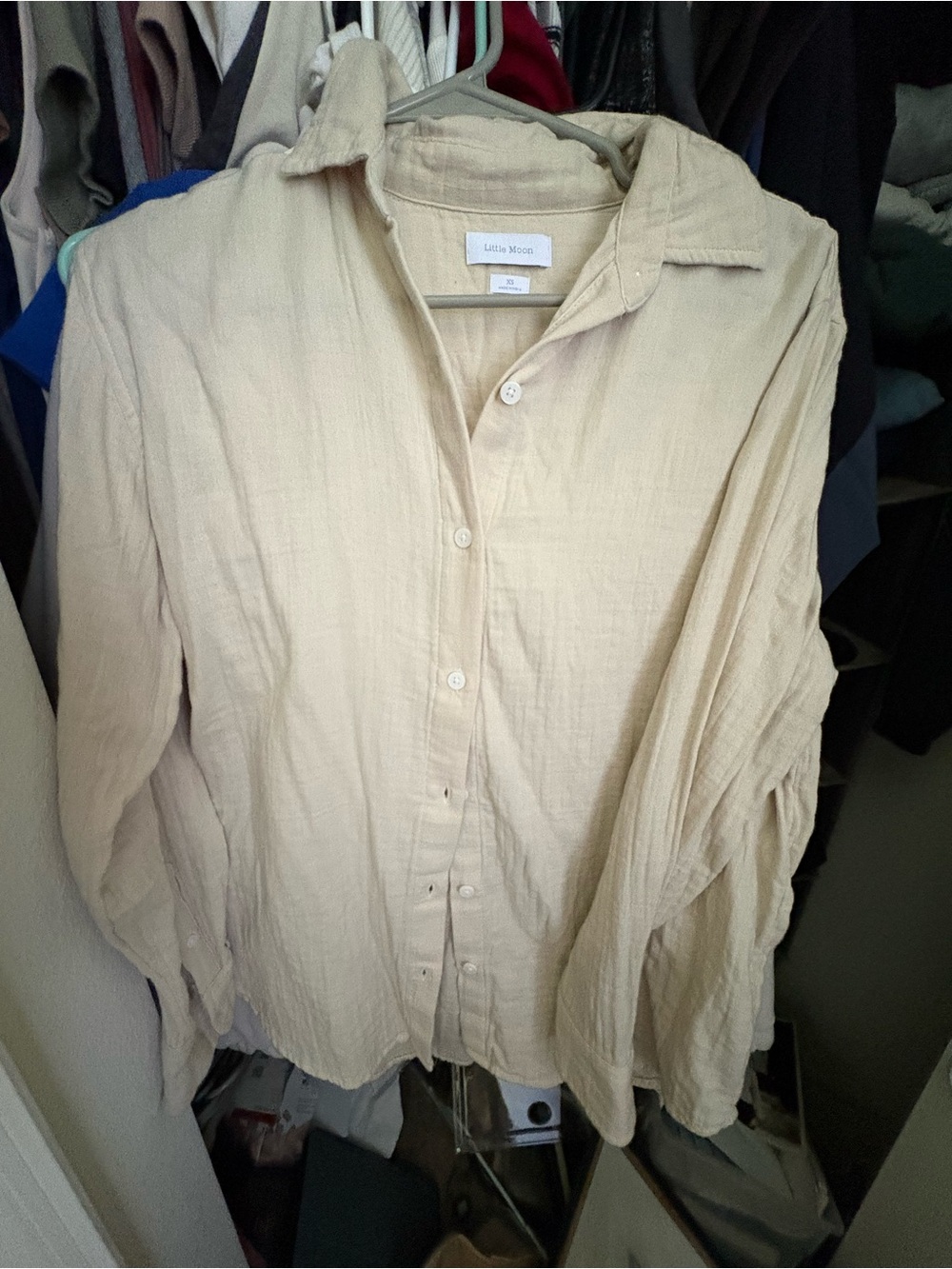 Aritzia organic cotton Button-Up Shirt in Beige by Little Moon